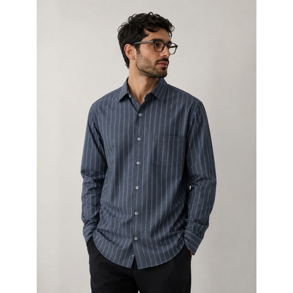 Ermenegildo Zegna Men’s Dark Charcoal Pinstripe Long Sleeve Dress Shirt XXL NWOT